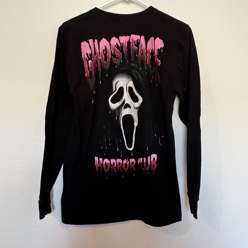 Ghostface Horror Club Black Long Sleeve T-Shirt Size S Small